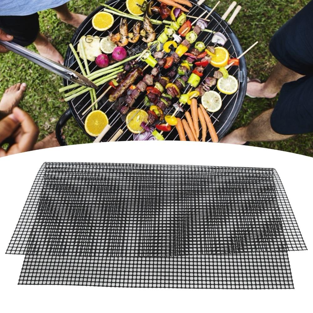 3 PCS Fiberglass Cloth Grill Mesh Mat Non-Stick Grilling Sheet Liner Outdoor Barbecue