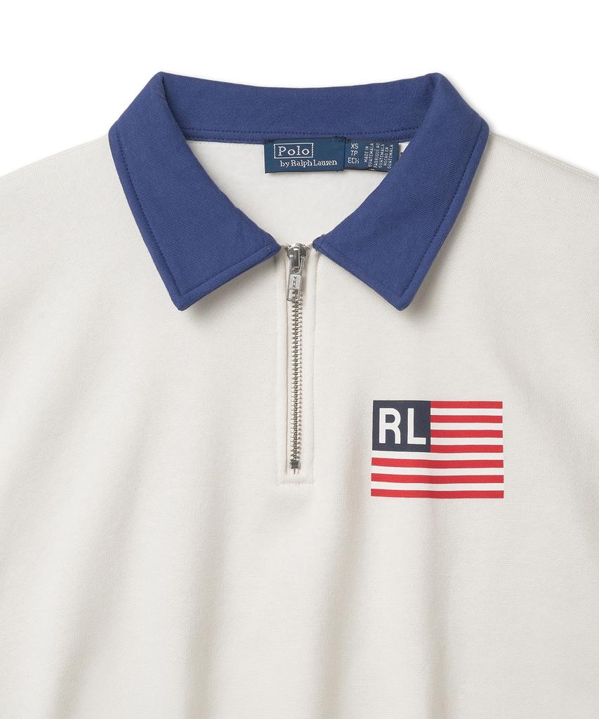 POLO RALPH LAUREN Флисовый пуловер с полумолнией и флагом с логотипом W - Белый цвет палубы
