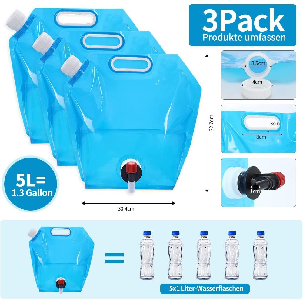 Складной резервуар для воды емкостью 5 л с плотной крышкой, кран, складная канистра для воды, портативный мешок для питьевой воды для кемпинга, туризма, экстренной помощи