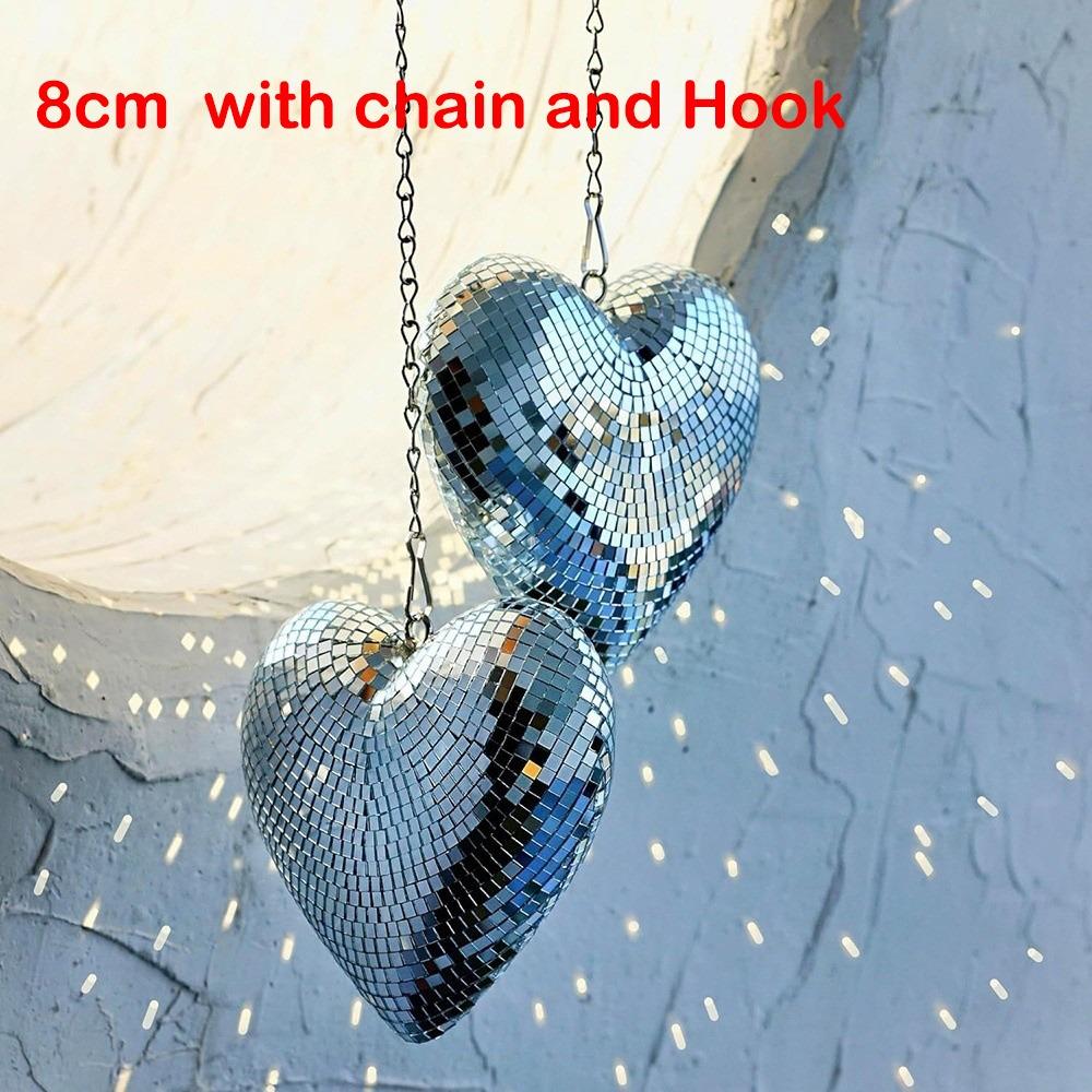 Lightweight Disco Ball Decorations Heart-Shaped Christmas Party Decorations Keys Chain