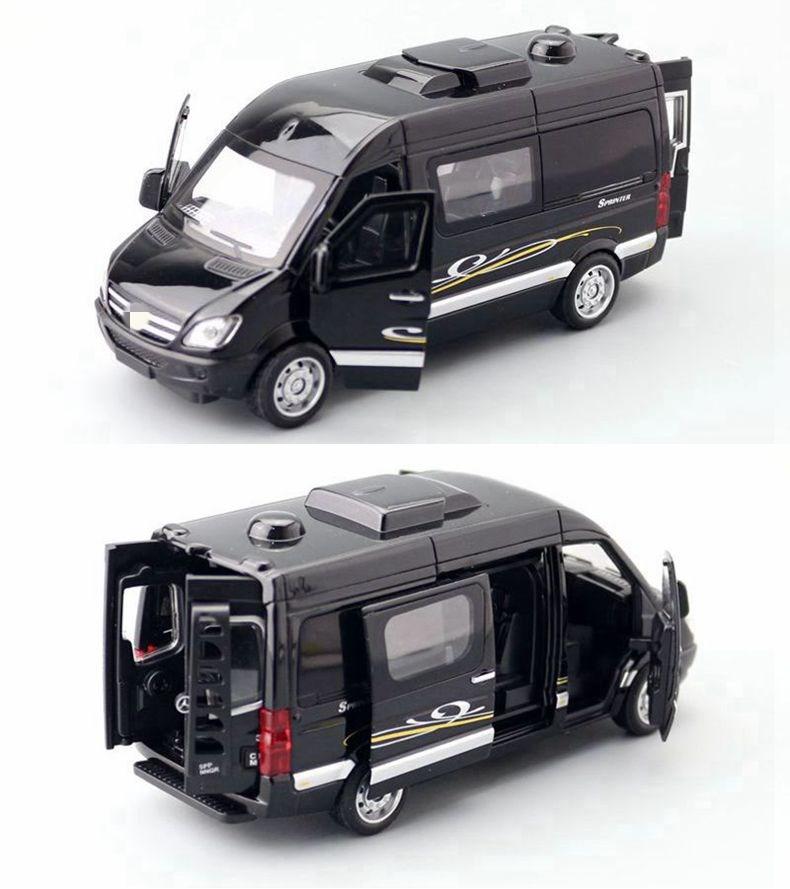 1:32 Mercedes-Benz Sprinter MPV Van Toy Car Diecast Vehicle Model Pull Back Sound Light Doors Openable Collection Gift For Kid F4