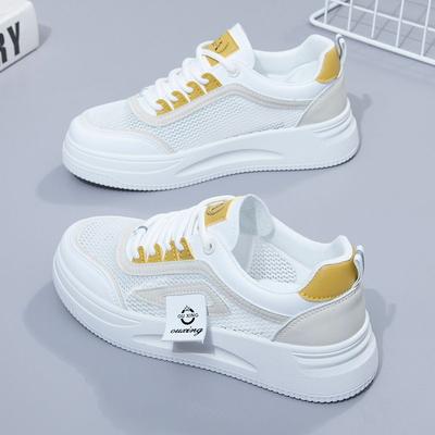 Маленькие белые женские туфли летние сетчатые дышащие сетчатые туфли студенческие универсальные для отдыха нишевые спортивные на толстой подошве