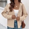 Women's Fashion Casual Autumn Winter Solid Color Print Long Sleeve Blouses & Shirts Top Jacket