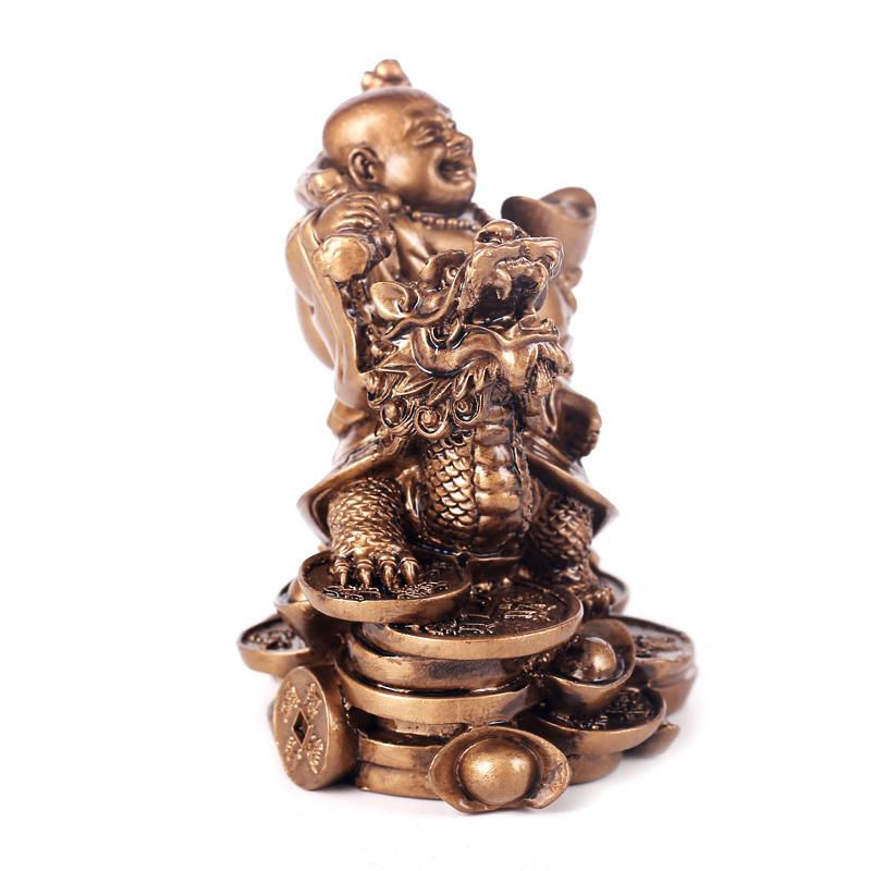 1PC Fortune Figurine Laughing Buddha Statue Chinese Feng Shui Resin God of Wealth Home Decor