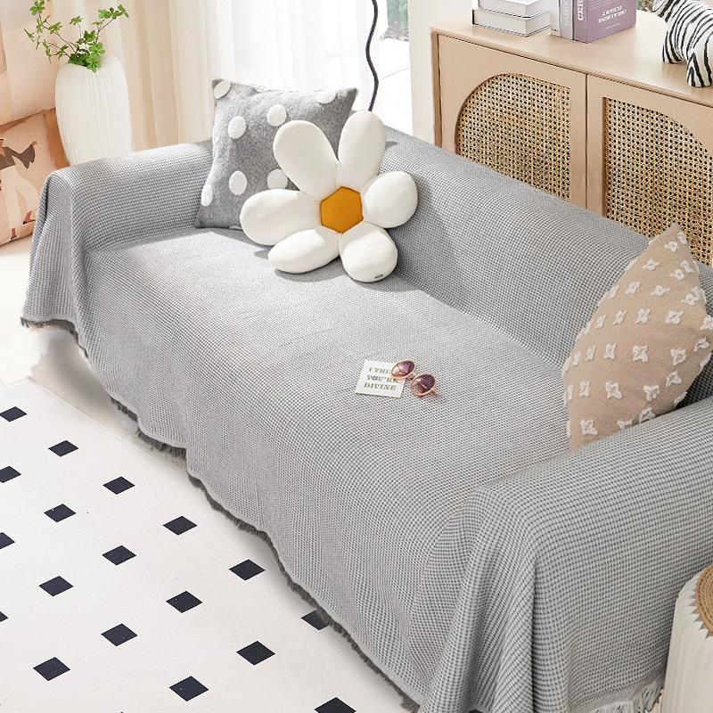 Хлопковое и льняное полотенце для дивана, сплошной цвет, чехол для дивана, полное покрытие, универсальная подушка для дивана Four Seasons, защита от кошачьих царапин, можно стирать в машине, скандинавский стиль