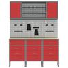 Workbench with Drawers 7 pcs Red Engineered Wood and Steel