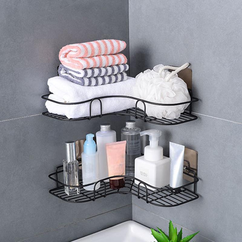 Угловые полки для хранения в ванной комнате, настенная стойка, держатель для шампуня, железная сливная корзина для душа, органайзер без перфораторов, аксессуары для ванной