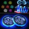 2Pcs 2.67 Inch Colorful Auto Car LED Cup Coaster Pad Holder Atmosphere Light Lamps Bottom 7 Colors Change Automatic Light