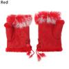 Fashion Winter Half Finger Fingerless Gloves Wrist Mitten Rabbit Fur Winter Glove