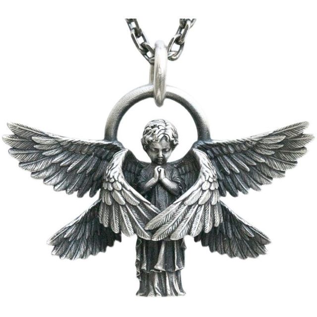 925 Sterling Silver Six Winged Angel Pendant Couple Men 'S Necklace
