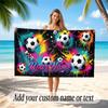 Soccer Theme Beach Towel Personalized Custom Name & Text Soft Quick Dry Beach Towel for Swimming Travel