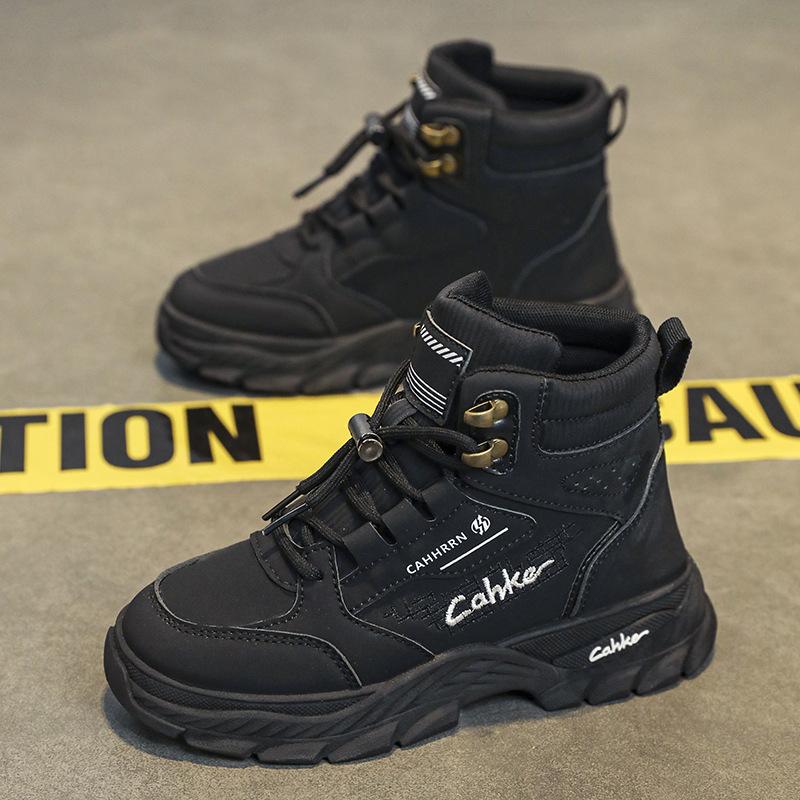 Детские ботинки мартин для мальчиков, ботинки для детей среднего и старшего возраста, нескользящие кожаные ботинки для улицы, осенне-зимние ботинки в стиле милитари, студенческие