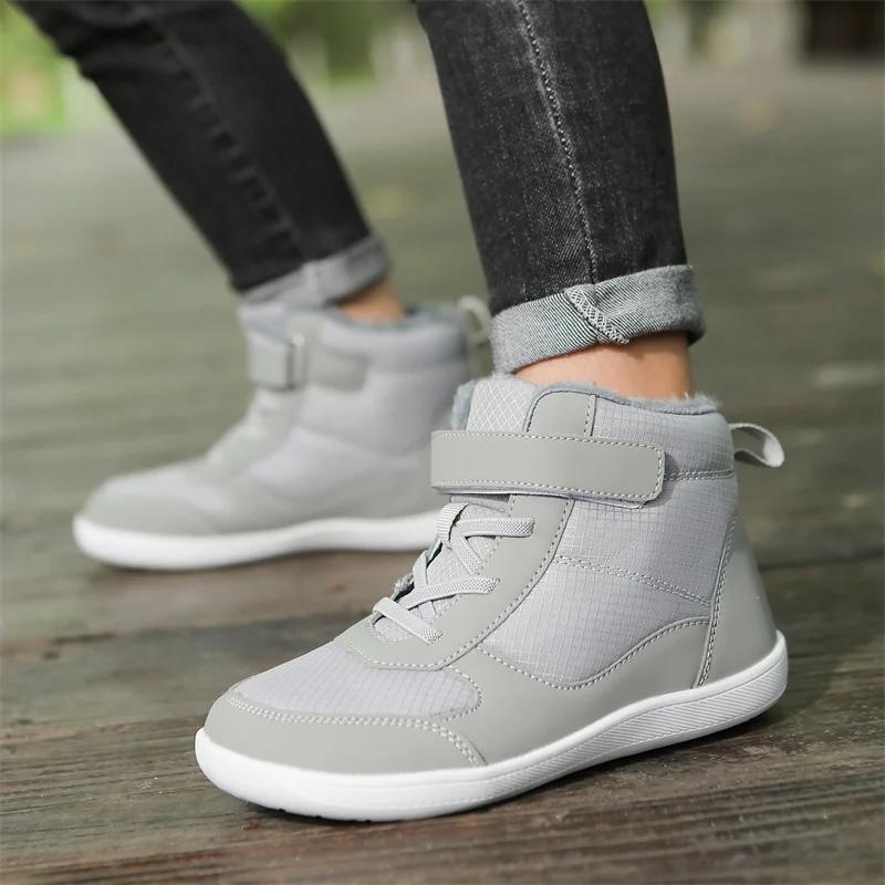 Fashion Children's Winter Snow Boots for Boys and Girls, Wide Toe Barefoot Snow Boots, Children's High-top Cotton Shoes, Sneakers