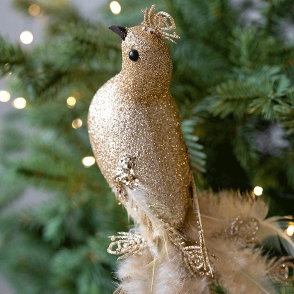 Блестящие Рождественские Павлины Ручной Работы Имитация Птицы Искусственное Перо Павлина Реалистичное Украшение для Рождественской Елки