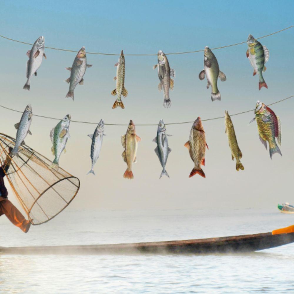 Fisherman Themed Paper Fish Garland Colorful Fish Flag Decorations  Festive Occasions