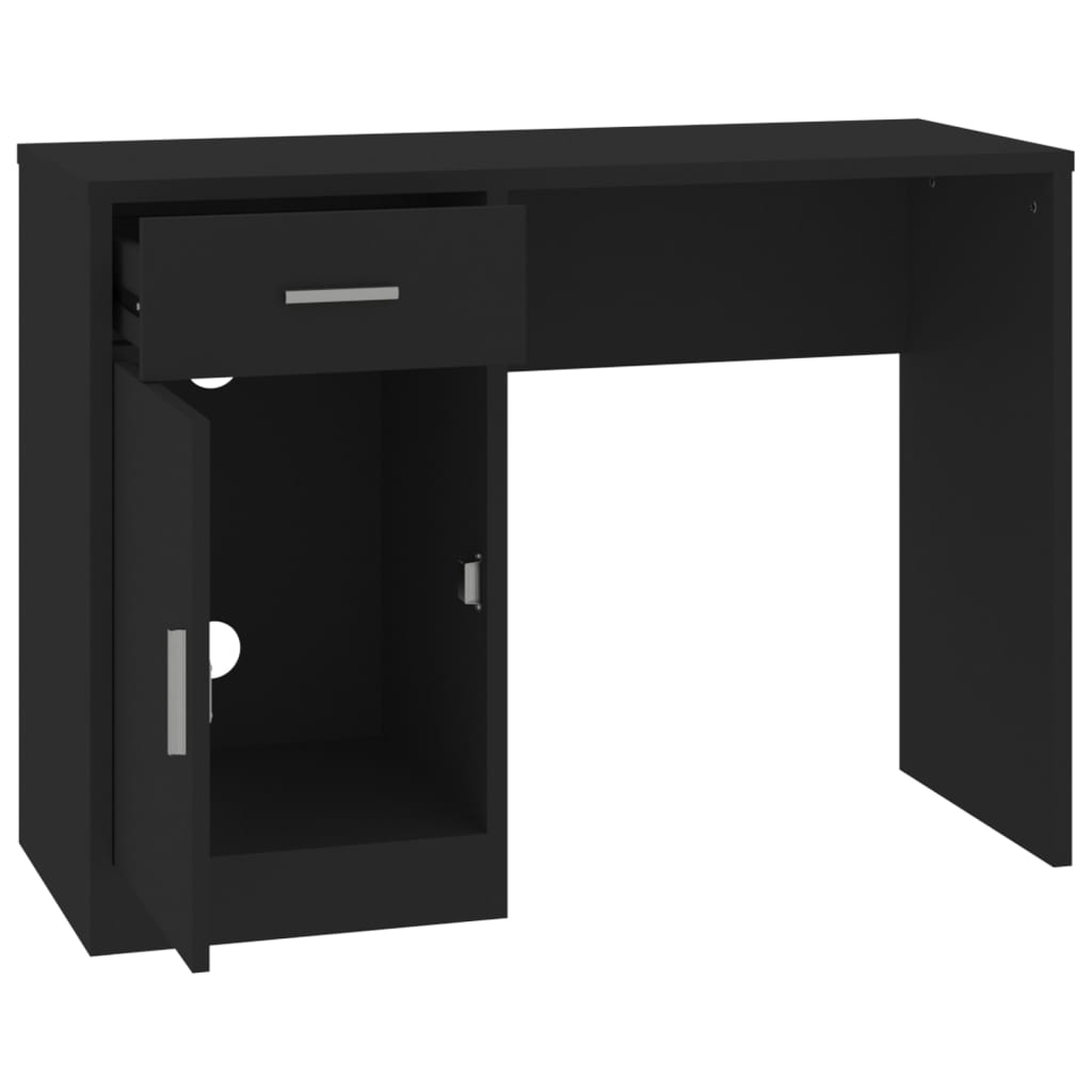 Desk with Storage Space Black 100 x 40 x 73 cm Engineered Wood