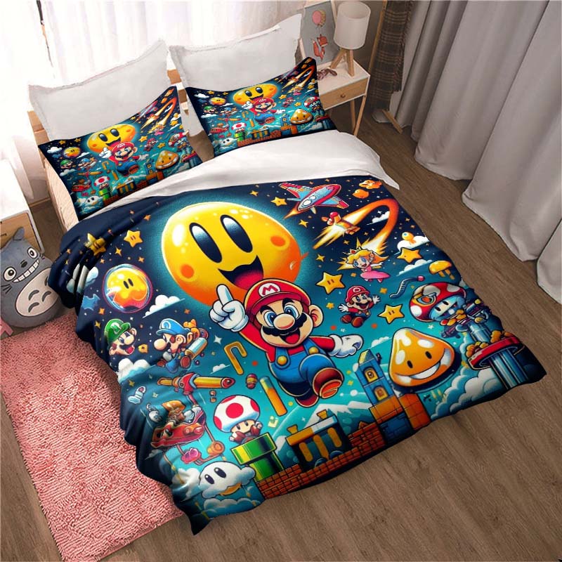 New Super Mario Soft and Comfortable Duvet Cover, Children's Bedding Set Gift, Extra Large Size, Multiple Sizes Available.