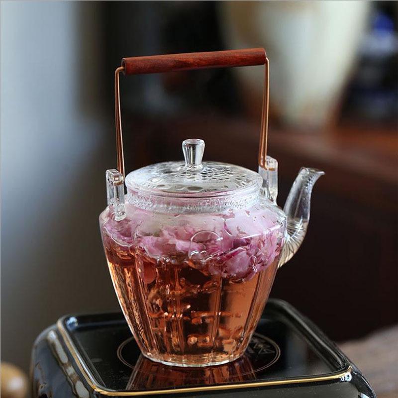 Borosilicate Glass & Purple Clay Teapot: Ideal for Boiling & Serving Tea | Household Tea Kettle Set