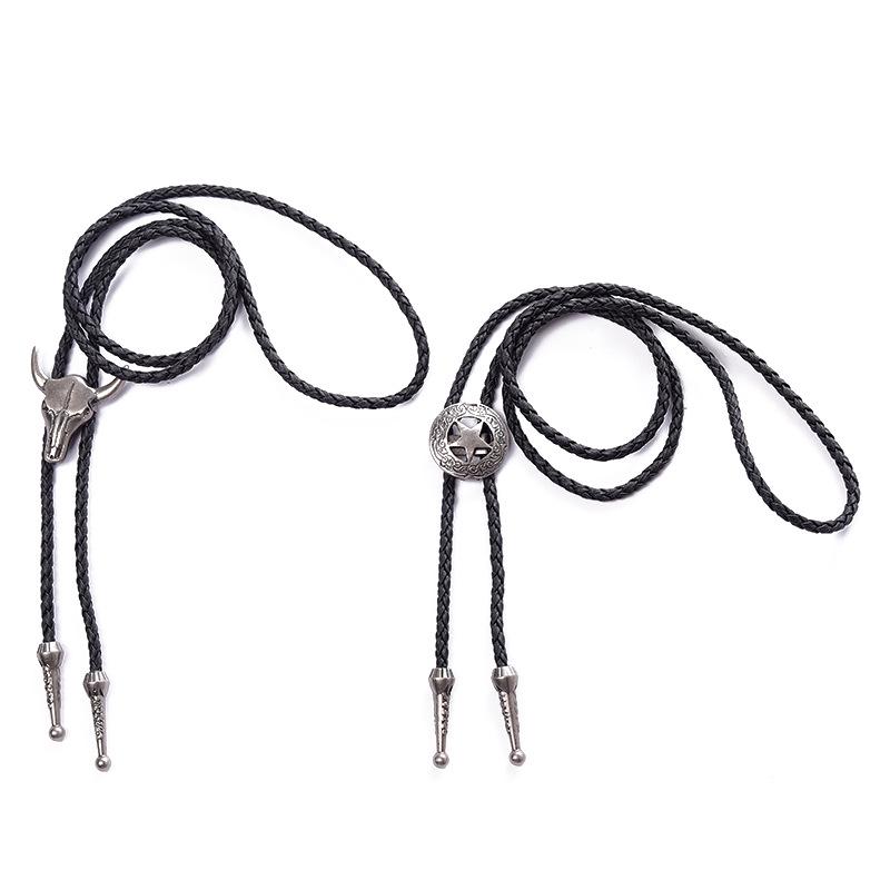 Креативное ожерелье-галстук из кожаного шнура с головой быка - Ретро европейский и американский дизайн