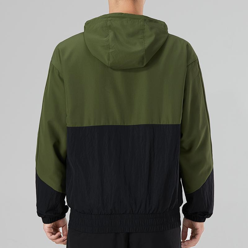 Adidas Neo Utility Ветровка 2 Цветных блока Повседневная куртка с капюшоном Мужская верхняя одежда Армейско-зеленый HN2428