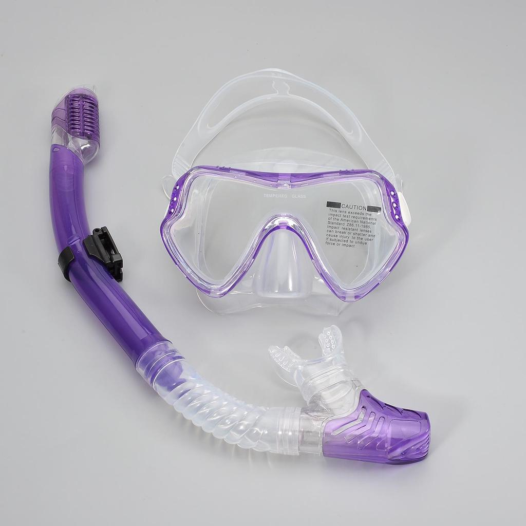 Snorkeling & Diving Set: Large Frame Silicone Mask and Snorkel for Men and Women