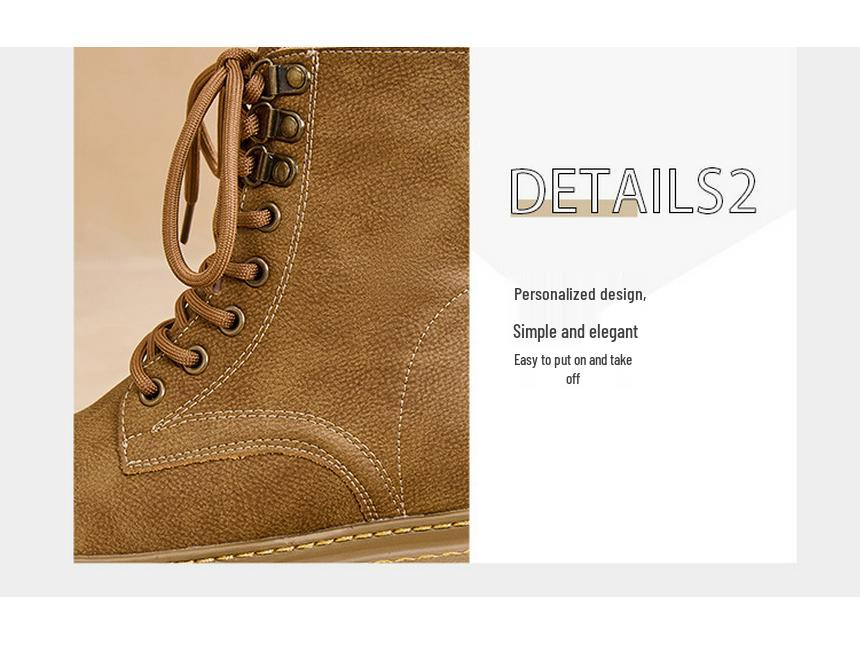 2025 Women's Retro Western Cowboy Martin Boots: Thick-Soled, Height-Increasing Low-Top for Spring & Autumn