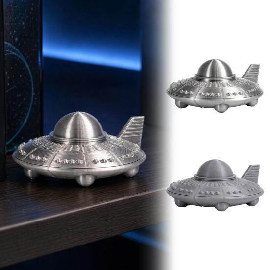 yangyizhi 3D Printed UFO Model Figurine, Sci-Fi Spacecraft Decor, One-Piece Craft with Clear Texture, Mini Ornament for Desk Display Cabinet