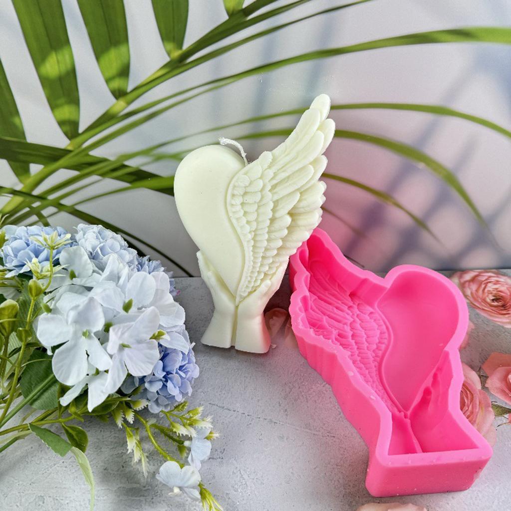 Hands Holding Heart Wing Silicone Mould Candle Molds Love Heart Casting Molds Handmade Resin Molds DIY Baking Molds