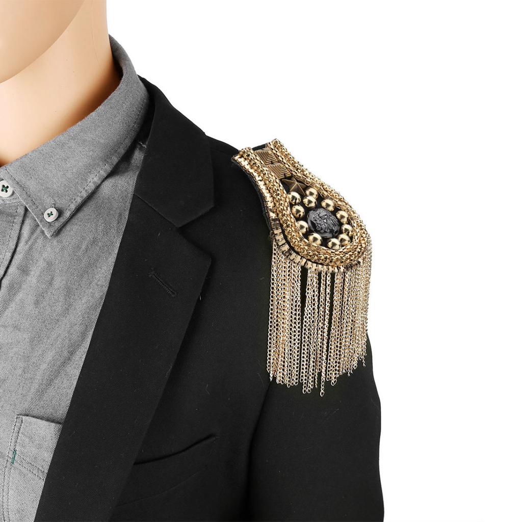 2 шт., погоны на плечо, цепочка с кисточками, эполеты в стиле панк, погоны, значок, аксессуары для униформы