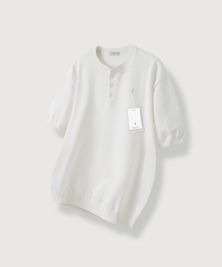 MOOD INSIDE Washable Cool Cotton Henley Neck Knit_White