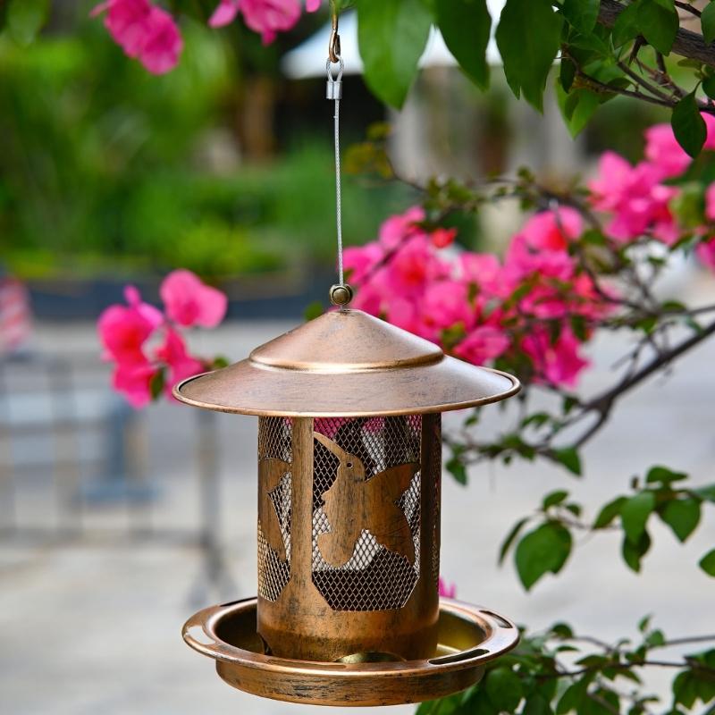 Rustproof Metal Wild Bird Feeder Feeding Tray Squirrels Proof Design Easy Fill Hanger For Backyard Bird Watching