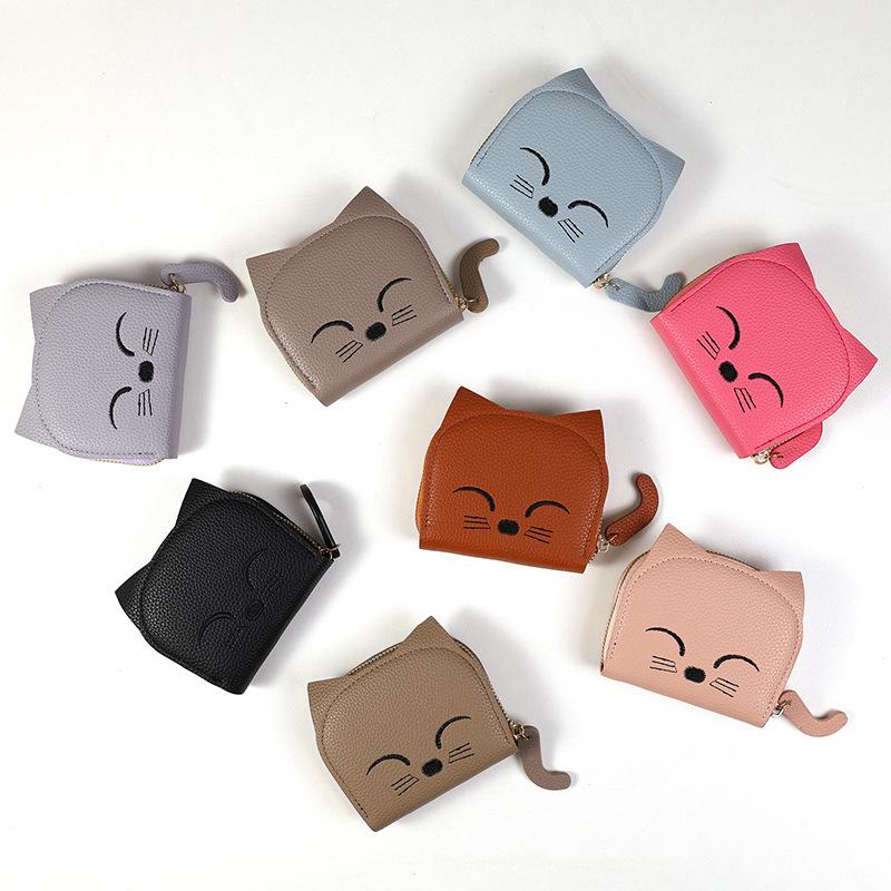 Кошелек для монет с корейским мультяшным принтом: Милый кошелек из искусственной кожи с отделениями для карт и держателем для удостоверения личности