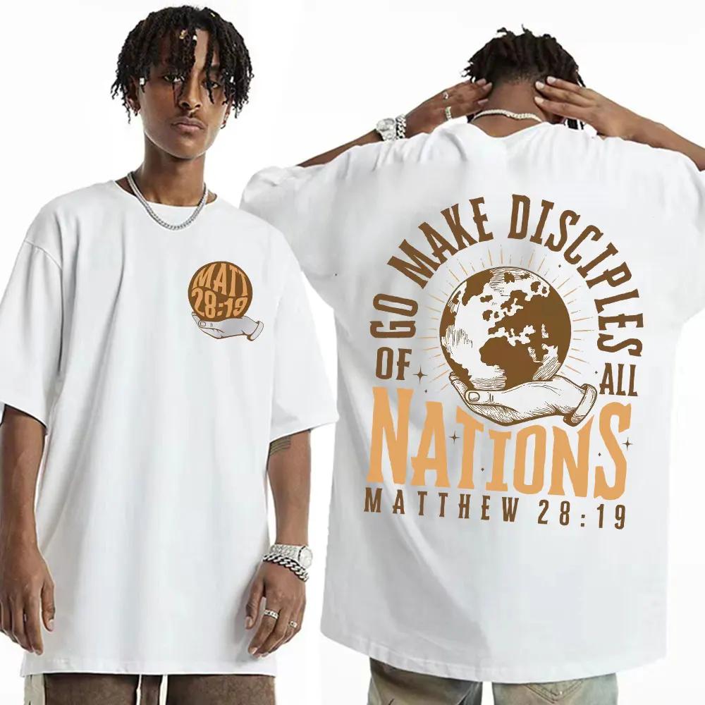 2025 Go Make Disciples Christian Street Summer 100 Cotton Printing Tshirts Vintage Bible for Men Cosmetic Shortsleeved Y2K