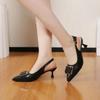 Сексуальные туфли на среднем каблуке с острым носком, женские сандалии, дизайнерские летние брендовые туфли-лодочки, повседневная обувь с открытой пяткой, модельные тапочки, новинка 2024 года