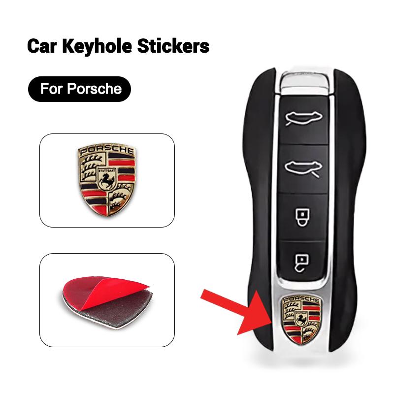 AABKW1 1cm Car Remote Key Stickers Badge Emblem Car Accessories For Porsche Cayenne Panamera Macan 911 718 Taycan Boxster Cayman 918