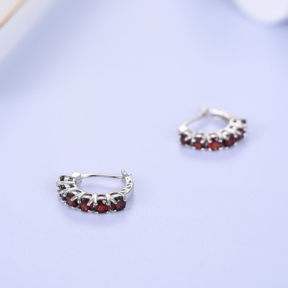 Удивительные дизайнерские шикарные серебряные серьги-кольца с натуральным гранатом, январский камень, камень для благословения, ювелирные изделия для влюбленных, подарок