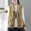 Women's Cardigan Vest Double Corduroy Cardigan Vest Jacket Autumn Winter Lapel Vest Top Vintage