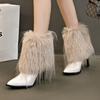 Fur Super High Heels Ankle Snow Boots New Pointed Toe Shoes Winter 2025 Trend Elegant Party Shoes Fashion Sexy Pumps Botas Mujer