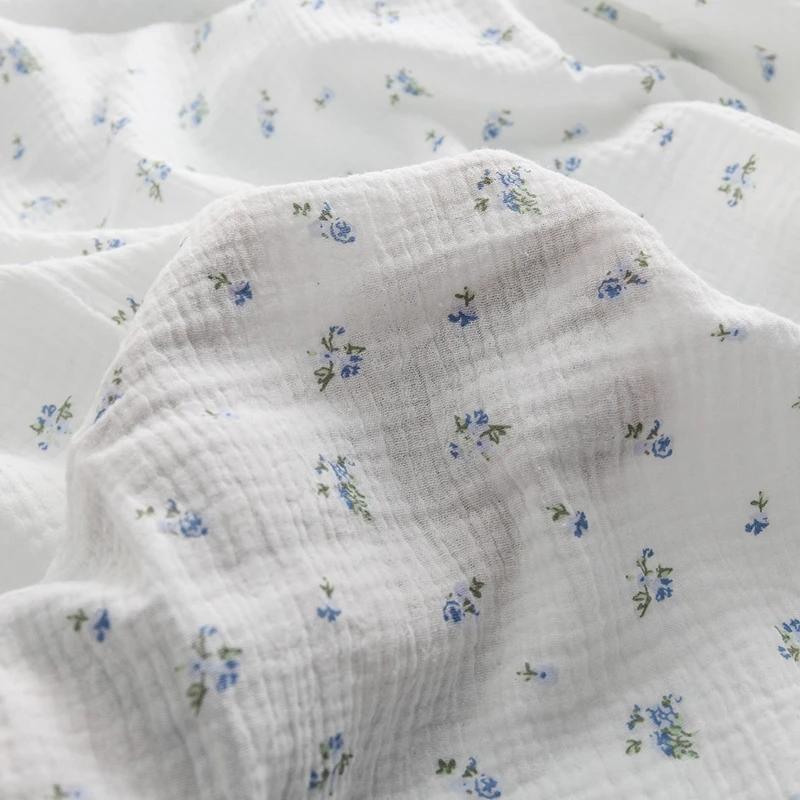 135x50 см/500 см Чистый хлопок с принтом, двухслойная креповая ткань, для изготовления мягкой пижамы, одежды, одеяла, ткань для DIY одежды