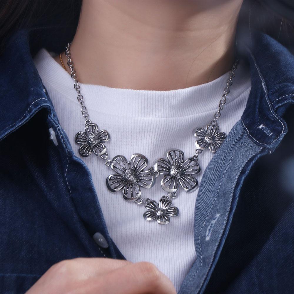 Подвеска Бохо Этническое Ожерелье Полая Цепочка Свитера Винтажное Богемное Цветочное Ожерелье Вечеринка