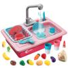Cute Stone Pretend Play Kitchen Dishwasher Water Play Circulating Cutting Pretend Educational Gift for Preschool Pink 37-Piece Set, Toy, Toy, Sink,