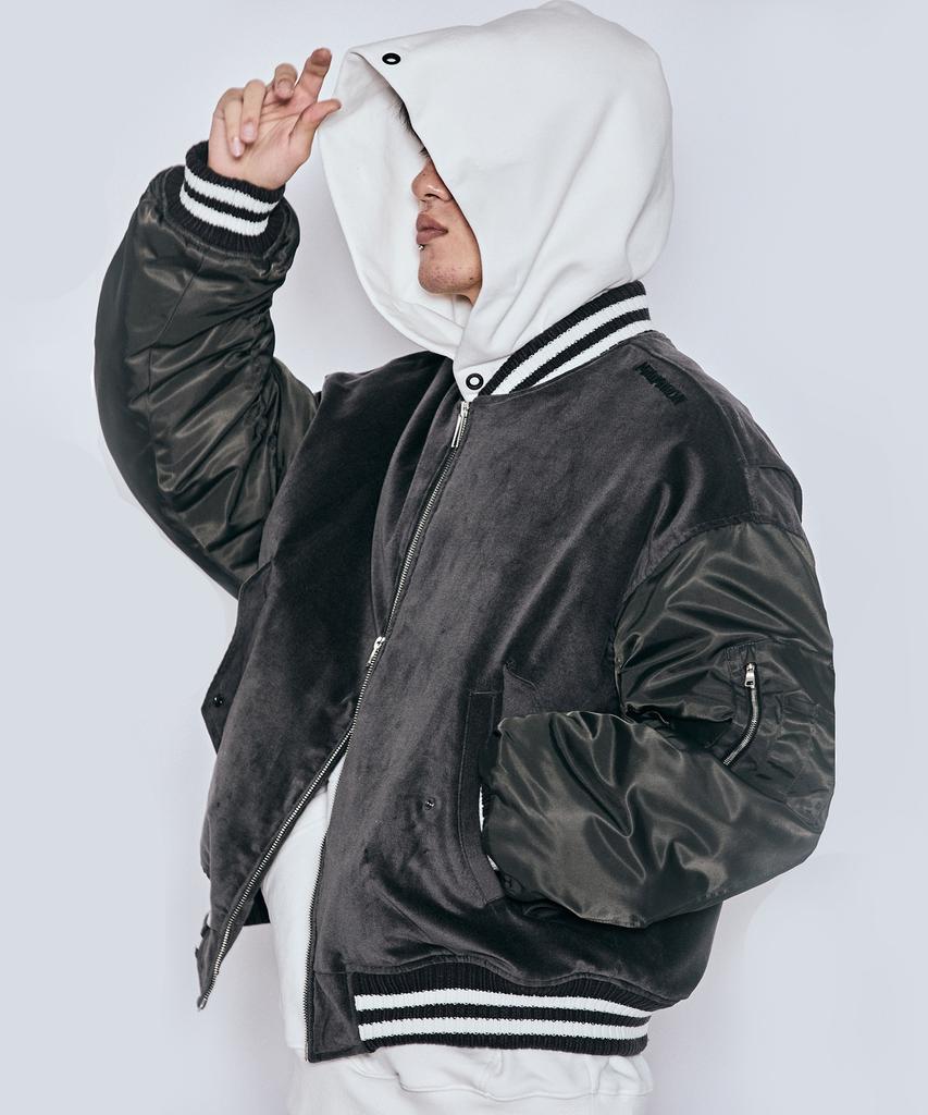 Millimillion Mudstone Velvet Ma-1 Jacket J08- Dark Gray
