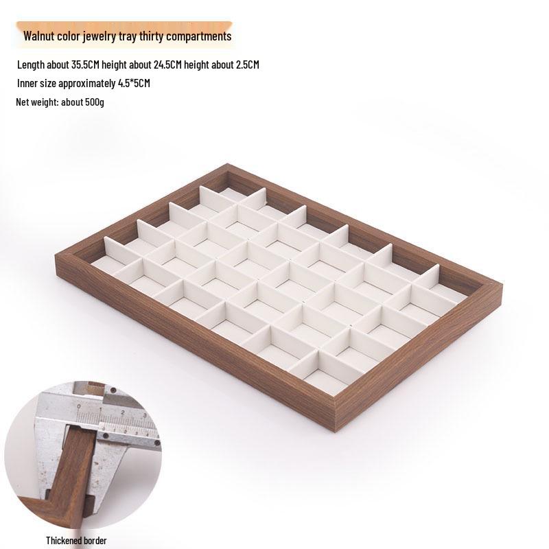 Шкатулка для украшений из орехового дерева с белой кожей и крышкой, пыленепроницаемое хранилище для серег, колец, ожерелий и браслетов.