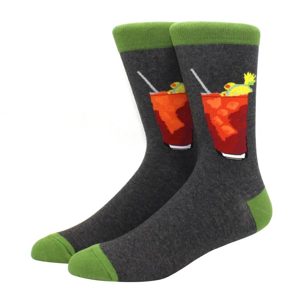 1 пара мужских забавных хип-хоп носков средней длины с принтом скейтборда, пива, счастливого искусства, EU38-46