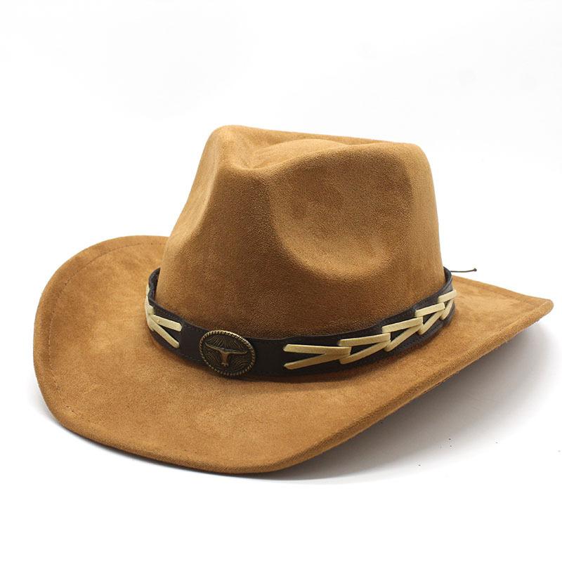 Ковбойская шляпа в стиле вестерн, замшевая шляпа Bullhead, британская джазовая шляпа, мужская и женская этническая шляпа, цилиндр