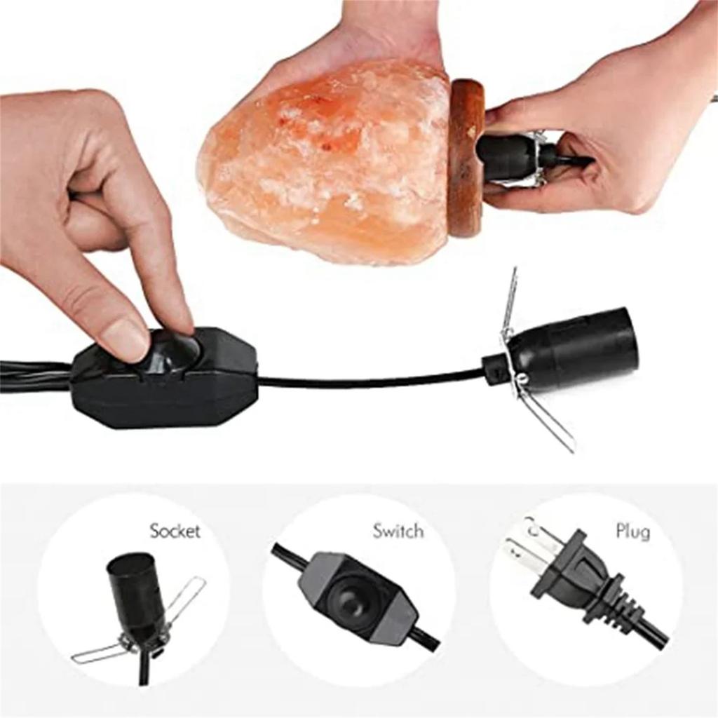 Натуральная гималайская соляная лампа с USB-кабелем, регулируемый теплый свет, ночник, 1-2 кг, кристаллический соляной камень, настольная лампа для декора дома и офиса
