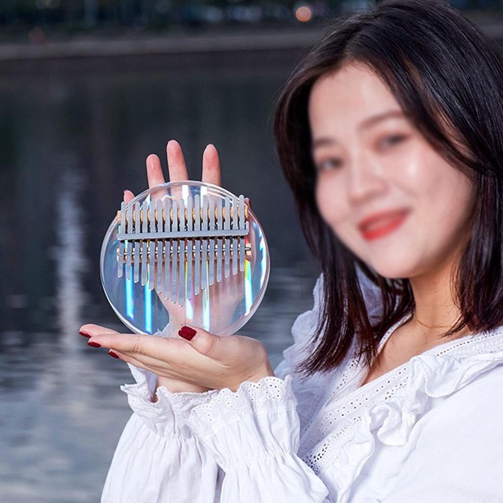 17-key Kalimba, Round Acrylic Rainbow Thumb Piano, with High-performance Protective Case (thumb Piano + EVA Piano Case + Scale Sticker + Tuning