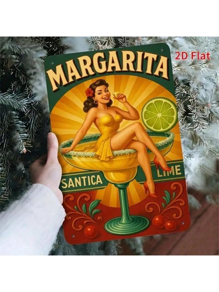 Ретро вывеска для бара Санта-Мария Коктейль Маргарита Металлический настенный плакат Декор для дома