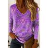 Vintage Women's T-Shirt Graphic Paisley Elegant Fashion Tee Long Sleeve T-shirts V-Neck Regular Tops Pullover Fall Winter