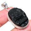 Black Tourmaline Gemstone Handmade 925 Sterling Silver Jewelry Pendant 2.17" AH-902